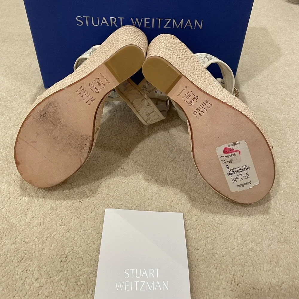 Stuart Weitzman Guipure Lace Espadrille Sandal Ivory Wedges Z4037* size 8